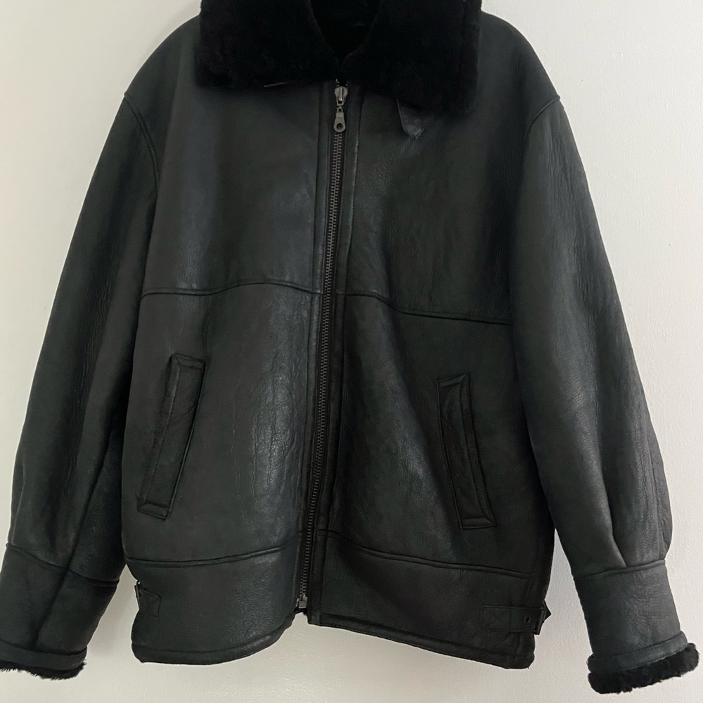 Men’s genuine leather and shearling jacket size m/l